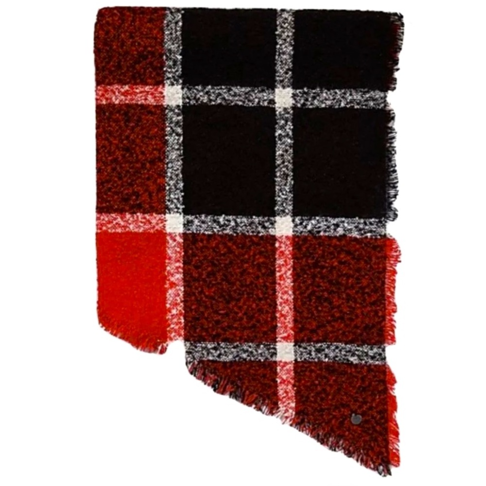 Express Red, Black, White Plaid Blanket Scarf NWT